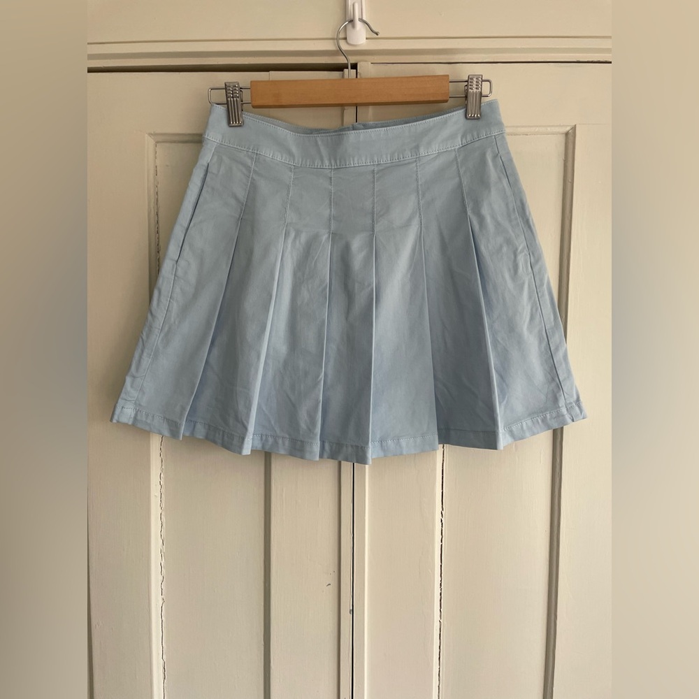 New American Eagle Pleated Skirt Stretch Womens sz 4 R Hi Rise Baby Blue NWT